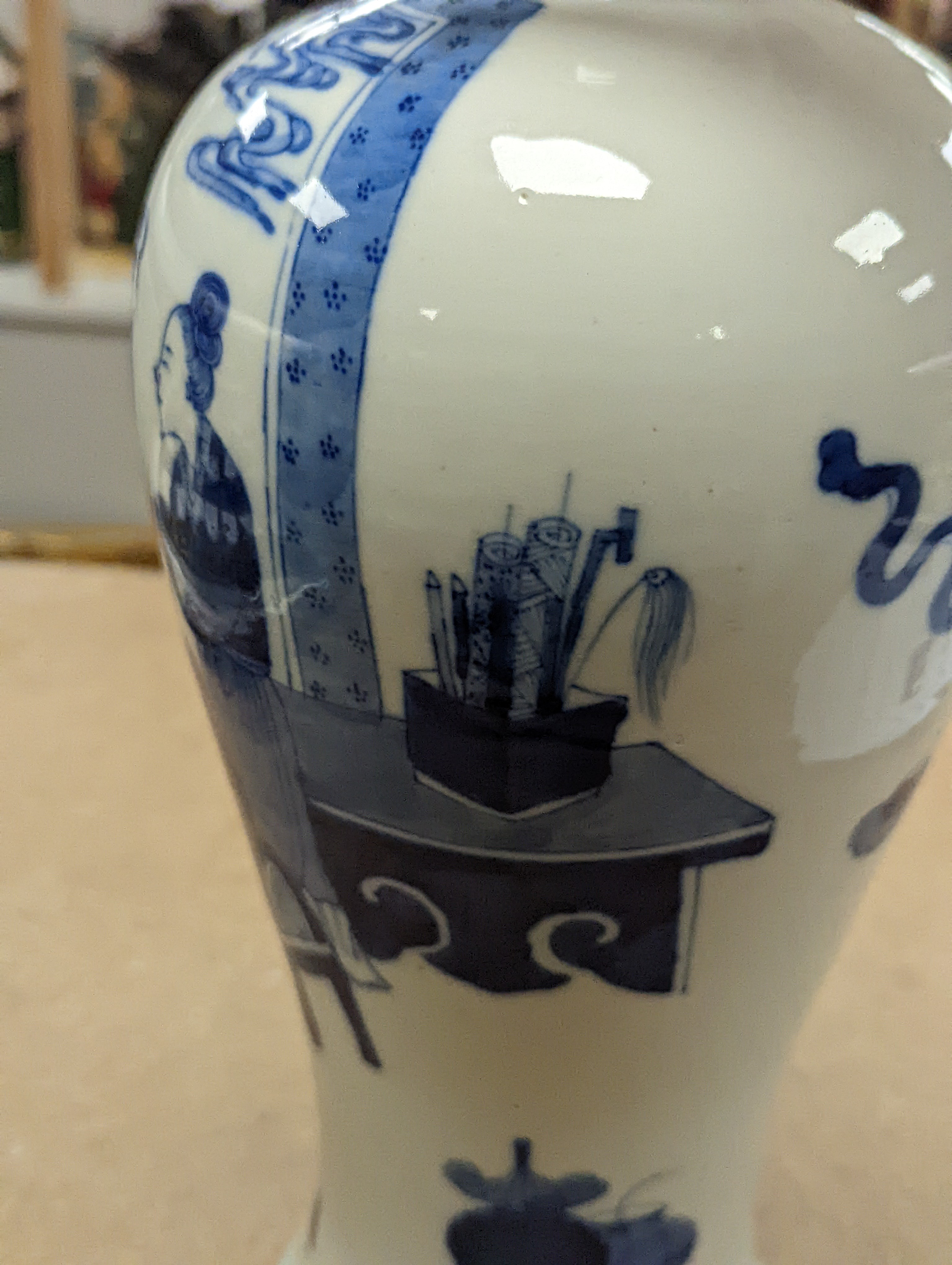 A Chinese underglaze blue baluster vase, 30 cms high.